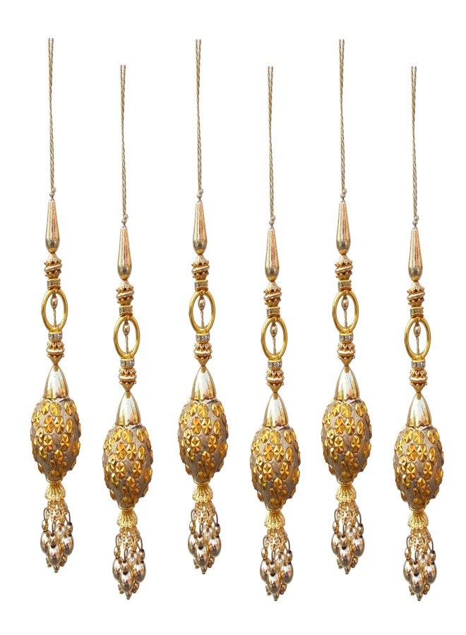 Krypmax Hanging Designer Tassel Latkan for Lehenga, Blouses, Dupatta, Art & Craft (Gold Ball Design) (6) - Image 1